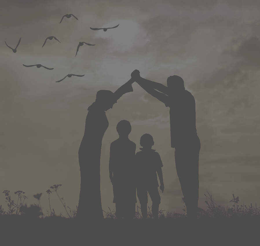 Silhouette of a Muslim Family